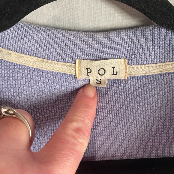 POL Light Blue Half Zip-Up with cream trim Oversized small - Picture 2 of 7